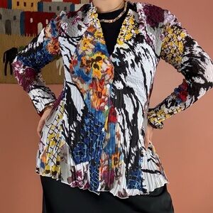 Vintage Y2K Vibrant Crinkle Tunic Top